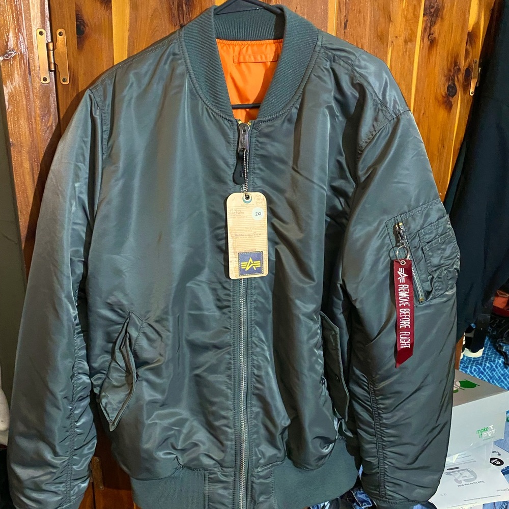 XXL SLIM-FIT Gunmetal Alpha Industries Flight Jacket / Bomber